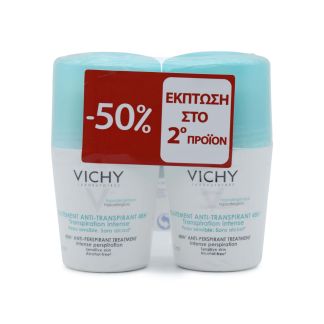 Vichy Deodorant Anti-Transpirant Roll-On Αποσμητικό 48h 2x50ml