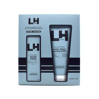 Lierac Homme The 3in1 Essential Products Global Anti-Aging Fluid 50ml &  All-Over Shower Gel 200ml