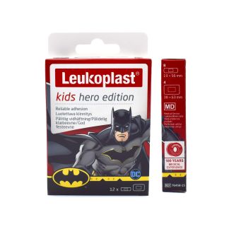 BSN Leukoplast Kids Hero Edition Batman Αυτοκόλλητα Επιθέματα 8 Επιθέματα 19mm x 56mm 4 Επιθέματα 38mm x 63mm 12 τμχ