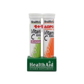 Health Aid Vitamin C 1000mg Plus Echinacea 20 effer.tabs & Vitamin C 1000mg Orange 20 effer.tabs