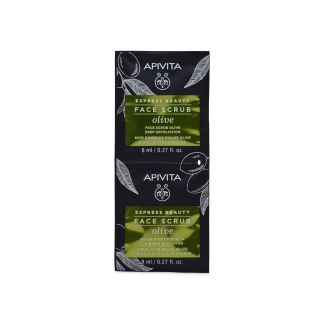 Apivita Express Face Scrub Olive Προσώπου για Βαθιά Απολέπιση 2x8ml 