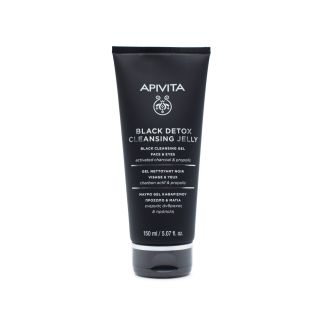 Apivita Black Detox Μαύρο Gel Καθαρισμού Για Πρόσωπο & Μάτια Με Ενεργό Άνθρακα & Πρόπολη 150ml