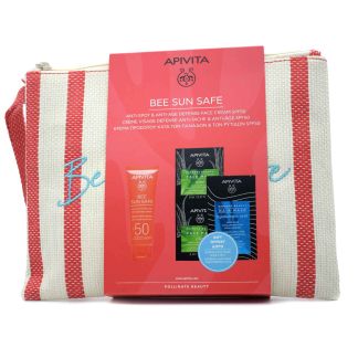 Apivita Bee Sun Safe Face Cream SPF50+ AntiSpot & AntiAge 50ml & Face Mask Aloe 2x8ml & Hair Mask 20ml & Νεσεσέρ 