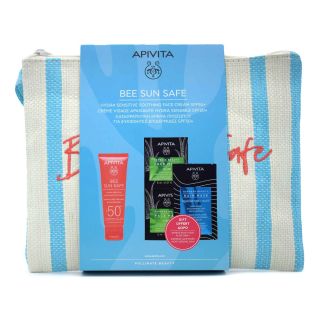 Apivita Bee Sun Safe Face Cream SPF50+ Hydra Sensitive 50ml & Face Mask Aloe 2x8ml & Hair Mask 20ml & Νεσεσέρ 
