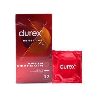 Durex Sensitive XL Άνετη Εφαρμογή 12 προφυλακτικά