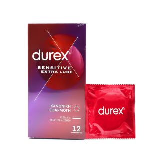 Durex Sensitive Extra Lube Κανονική Εφαρμογή 12 προφυλακτικά