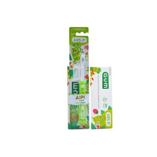Sunstar Gum Toothbrush Kids 2+ Monster Light Green + Toothpaste Kids 3+ Tutti Frutti 50ml