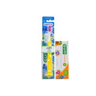 Sunstar Gum Toothbrush Junior 6+ Monster Yellow + Toothpaste Junior 7+ Tutti Frutti 50ml