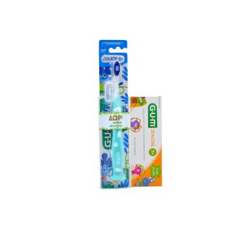Sunstar Gum Toothbrush Junior 6+ Monster Light Blue + Toothpaste Junior 7+ Tutti Frutti 50ml