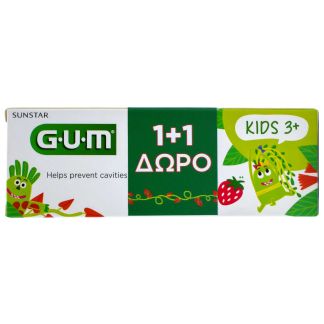 Sunstar Gum Οδοντόπαστα Kids απο 3 Ετών Φράουλα 2x50ml