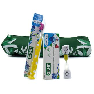 Sunstar Gum Toothbrush Junior from 6 years Yellow & Toothpaste Junior from 6 years 50ml  & Ηourglass