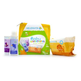 Helenvita Baby Adventures Baby All Over Cleanser 100ml & Baby Nappy Rash Cream 20ml & Baby Wipes 20 τμχ & Κίτρινο Νεσεσέρ 