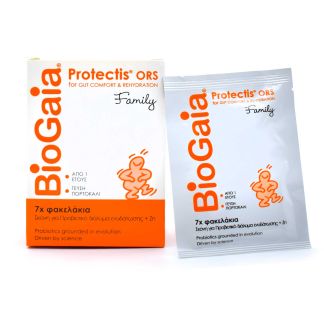 BioGaia Protectis Προβιοτικό Στοματικό Διάλυμα Ενυδάτωσης Family 7 φακελίσκοι Πορτοκάλι