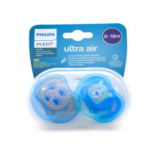 Philips Avent Ultra Air Pacifiers 6-18m Blue - Grey 2 pcs