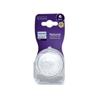 Philips Avent Natural Response Thick Feed Teat for Bottle 6m+ 6 Hole SCY966/02 2 pcs