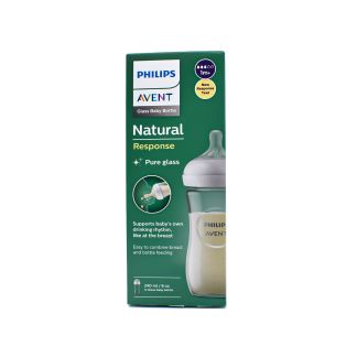 Philips Avent Baby Glass Bottle Natural Response from 1 month SCY933/01 White 240ml 1 pcs