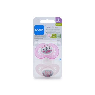 Mam Pacifiers 271S Original Rock ‘n Roll Silicone 16m+ Pink  2 pcs 9001616697876