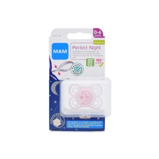 Mam Perfect Night Pacifiers 0-6m Silicone 135S Pink Moon 1 unit 9001616672781