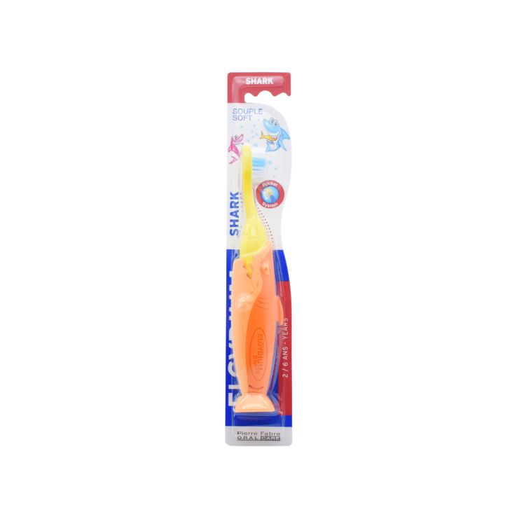 Elgydium Οδοντόβουρτσα Kids Καρχαρίας Souple Soft Πορτοκαλί-Κίτρινη 2-6 ετών 3577056014826