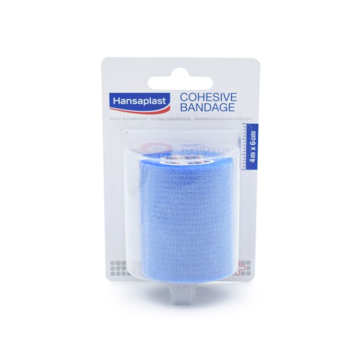 Hansaplast Cohesive Bandage Αυτοσυγκρατούμενος Επίδεσμος Μπλε 6cm x 4m 