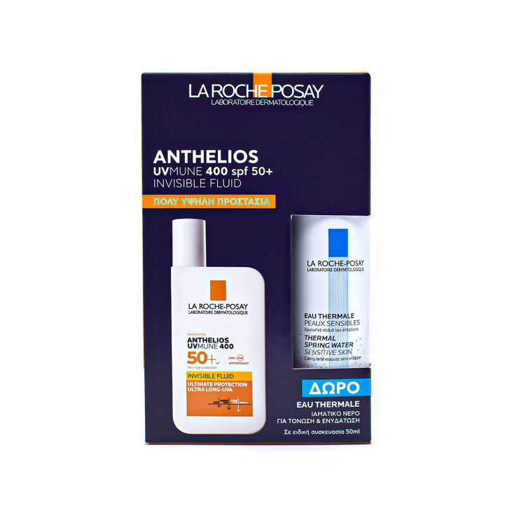 La Roche Posay Anthelios UVmune 400 SPF50+ Face Invisible Fluid Αντηλιακό Προσώπου 50ml & Thermal Ιαματικό Νερό 50ml