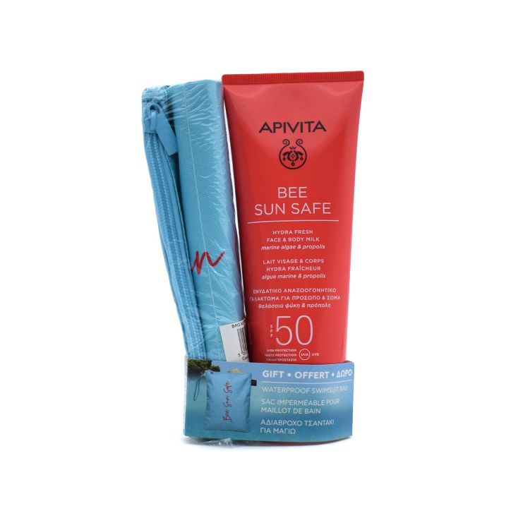 Apivita Bee Sun Safe Face & Body Hydra Fresh Milk SPF50 200ml & Gift Waterproof Bag for Swimwear