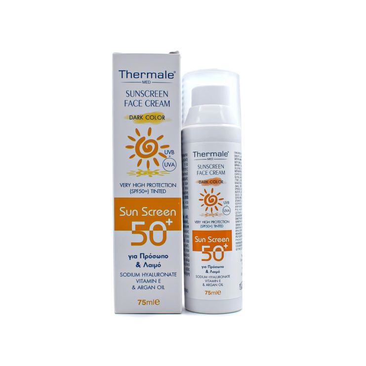 Thermale Med Sunscreen Face Cream Tinted Dark Color SPF 50+ 75ml