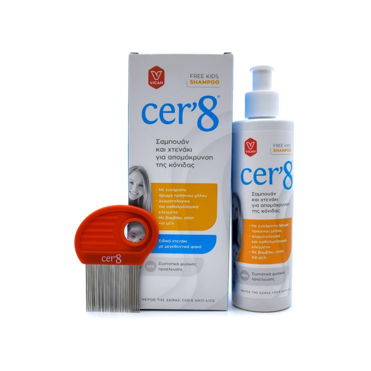 Vican Cer'8  Anti Lice Shampoo 200ml & Comb