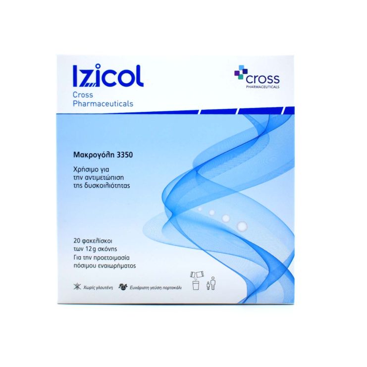 Cross Pharmaceuticals Izicol Αντιμετώπιση της Δυσκοιλιότητας γεύση Πορτοκάλι 20 x 12gr 