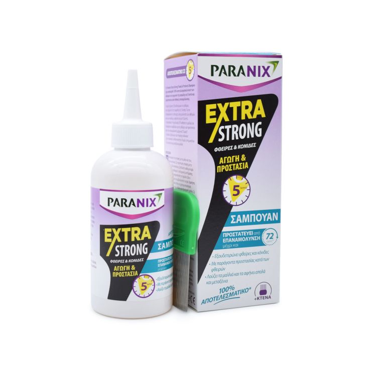 Omega Pharma Paranix Extra Strong Αγωγή & Προστασία Σαμπουάν 200ml & Χτένα 