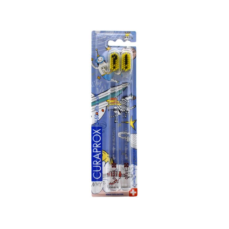 Curaprox Duo Hento Toto Edition CS 5460 Ultra Soft Transparent Yellow 2 toothbrushes