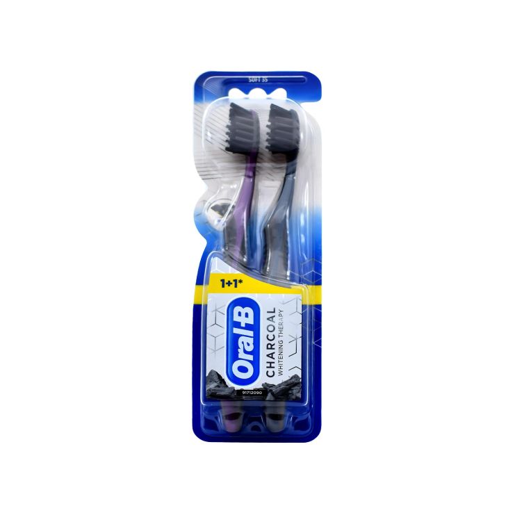 Oral-B Οδοντόβουρτσα Charcoal Whitening Therapy Soft Black 2 τμχ