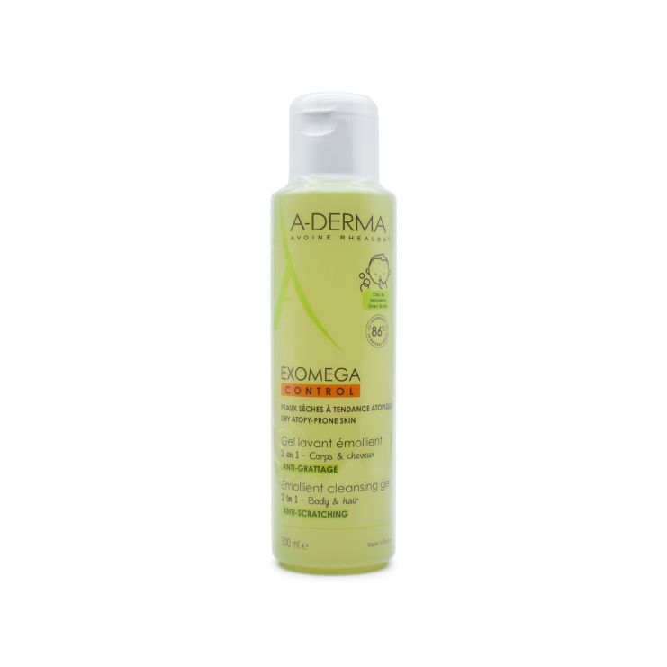 A-Derma Exomega Control Ζελ Καθαρισμού για Σώμα/Μαλλιά για Ατοπικό Δέρμα 2σε1 500ml