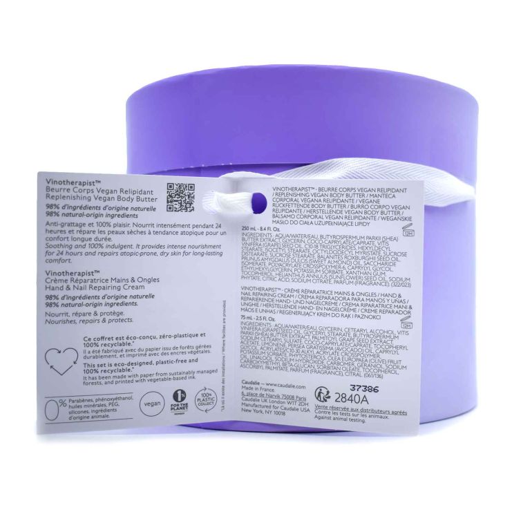 Caudalie Gift Set includes Vinotherapist Replenishing Vegan Body Butter 250ml and Hand & Nail Repairing Cream 75ml