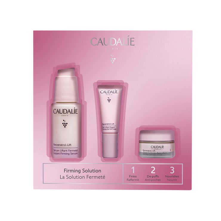 Caudalie Resveratrol Lift Firming Solution with Instant Firming Serum 30ml & Eye Gel Cream 5ml & Cashmere Cream 15ml