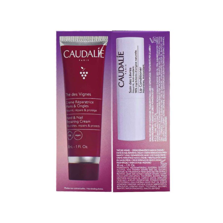 Caudalie The Des Vignes Hand & Nail Repairing Cream 30ml & Lip Conditioner Stick 4.5gr