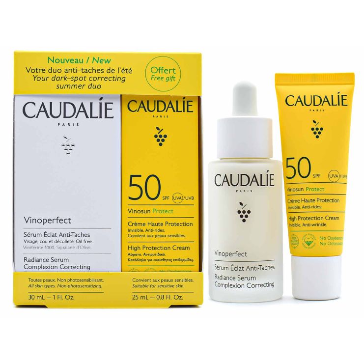 Caudalie Vinoperfect Radiance Serum Complexion Correcting 30ml & Vinosun High Protection Cream Invisible AntiWrinkle SPF50+ 25ml