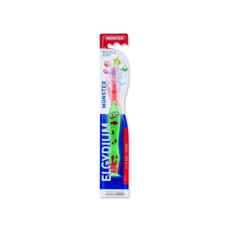 Elgydium Kids Monster Toothbrush  Red-Light Green 2-6 years 3577056008085