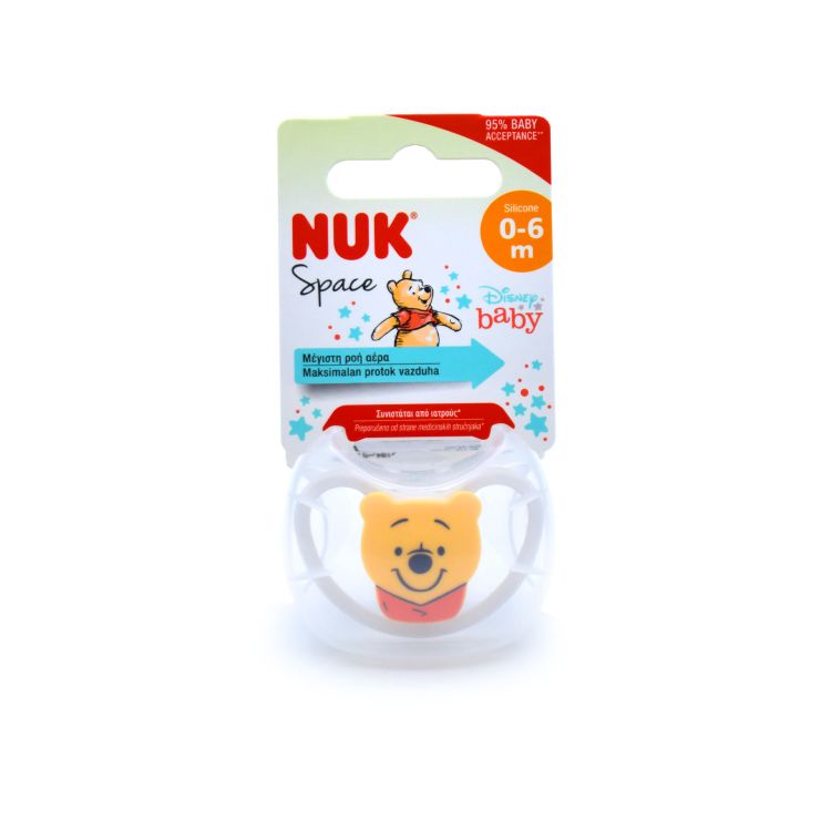 NUK Space Πιπίλα 0-6m Σιλικόνης Winnie the Pooh 1 τμχ