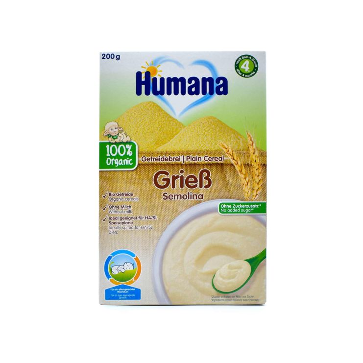 Humana Βιολογική Κρέμα με Σιμιγδάλι-Χωρίς Γάλα 4m+ 200gr