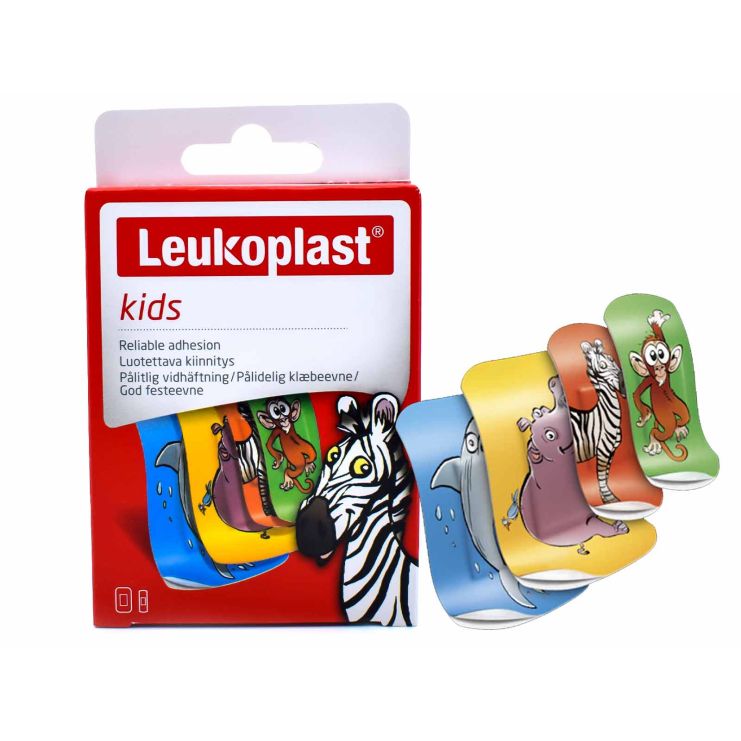 BSN Leukoplast Kids with Animals  2 sizes 8 pads 19mm x 56mm  4 pads 38mm x 63mm) 12 pcs