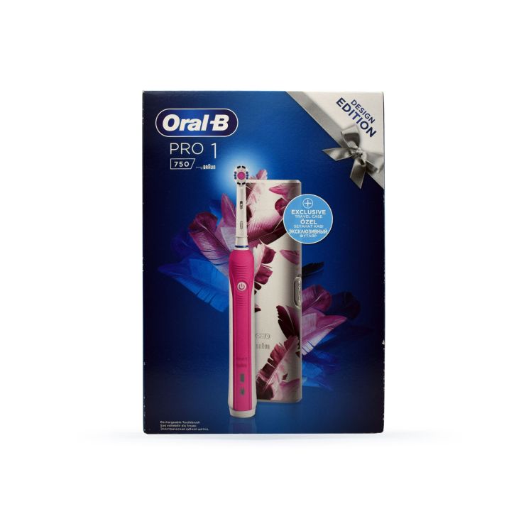 Oral-B Pro 1 750 Design Edition Ηλεκτρική Οδοντόβουρτσα Ροζ & Travel Case 1 τμχ