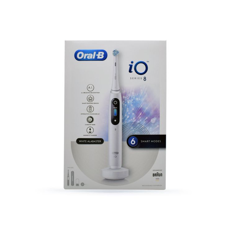 Oral-B iO Series 8 Ηλεκτρική Οδοντόβουρτσα με Χρονομετρητή και Αισθητήρα Πίεσης White Alabaster