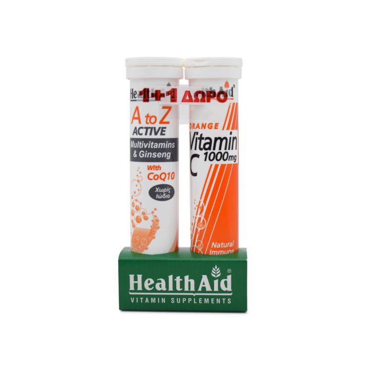 Health Aid A to Z Αctive With Q10 20 αναβρ. ταμπλέτες & Vitamin C 1000mg 20 αναβρ. ταμπλέτες