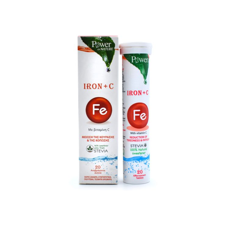 Power of Nature Iron & Vitamin C with Stevia 20 αναβρ. ταμπλέτες