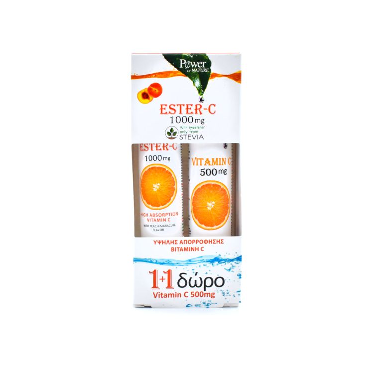 Power Of Nature Ester C 1000mg 20 αναβρ. δισκία & Vitamin C 500mg 20 αναβρ. δισκία 