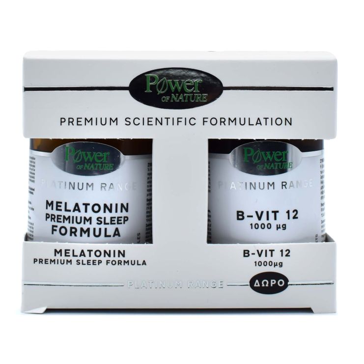 Power of Nature Platinum Range Melatonin Pemium Sleep Formula 30 κάψουλες & Vitamin B-12 1000μg 20 ταμπλέτες