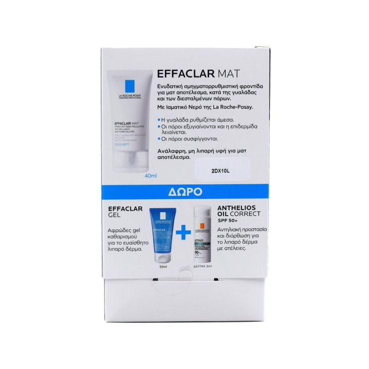 La Roche Posay  Effaclar Mat Cream 40ml with Effaclar Gel 50ml & Anthelios Oil Correct SPF 50+ 3ml