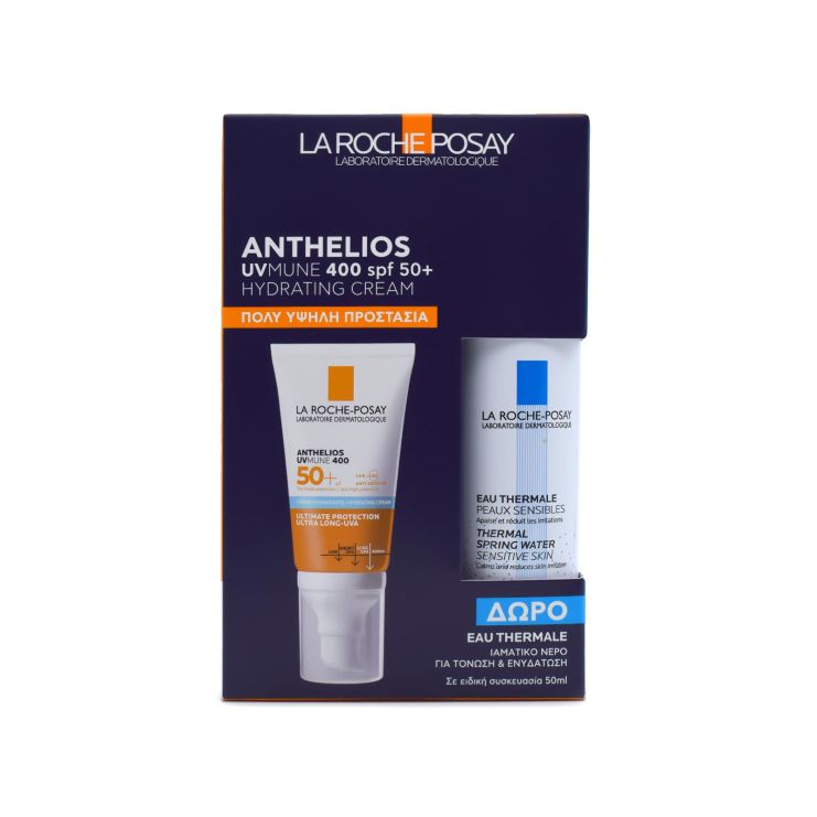 La Roche Posay Anthelios UVmune 400 SPF50+ Hydrating Cream Αντηλιακό Προσώπου 50ml & Thermal  Ιαματικό Νερό 50ml