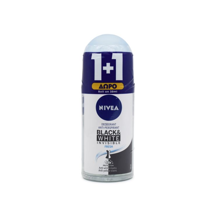Nivea Antiperspirant Invisible for Black & White Fresh 48h Αποσμητικό Roll On 2X50ml